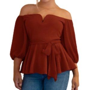 Sweatheart Neckline Peplum Top Blouse  0X Fits14-16  New